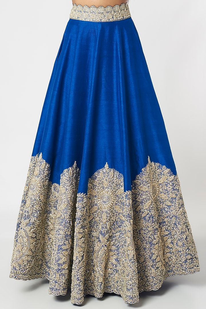 Blue Embroidered Bridal Lehenga Set by Megha Kapoor Label at Pernia's Pop Up Shop