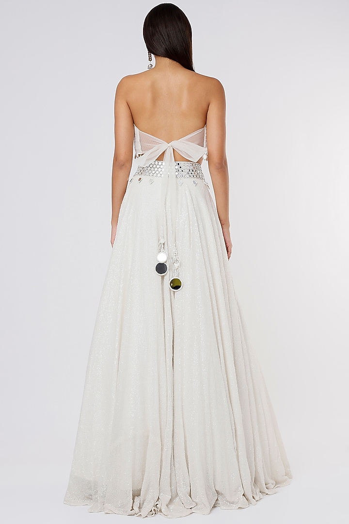 White Sequins Wedding Lehenga Set by Megha Kapoor Label at Pernia's Pop Up Shop