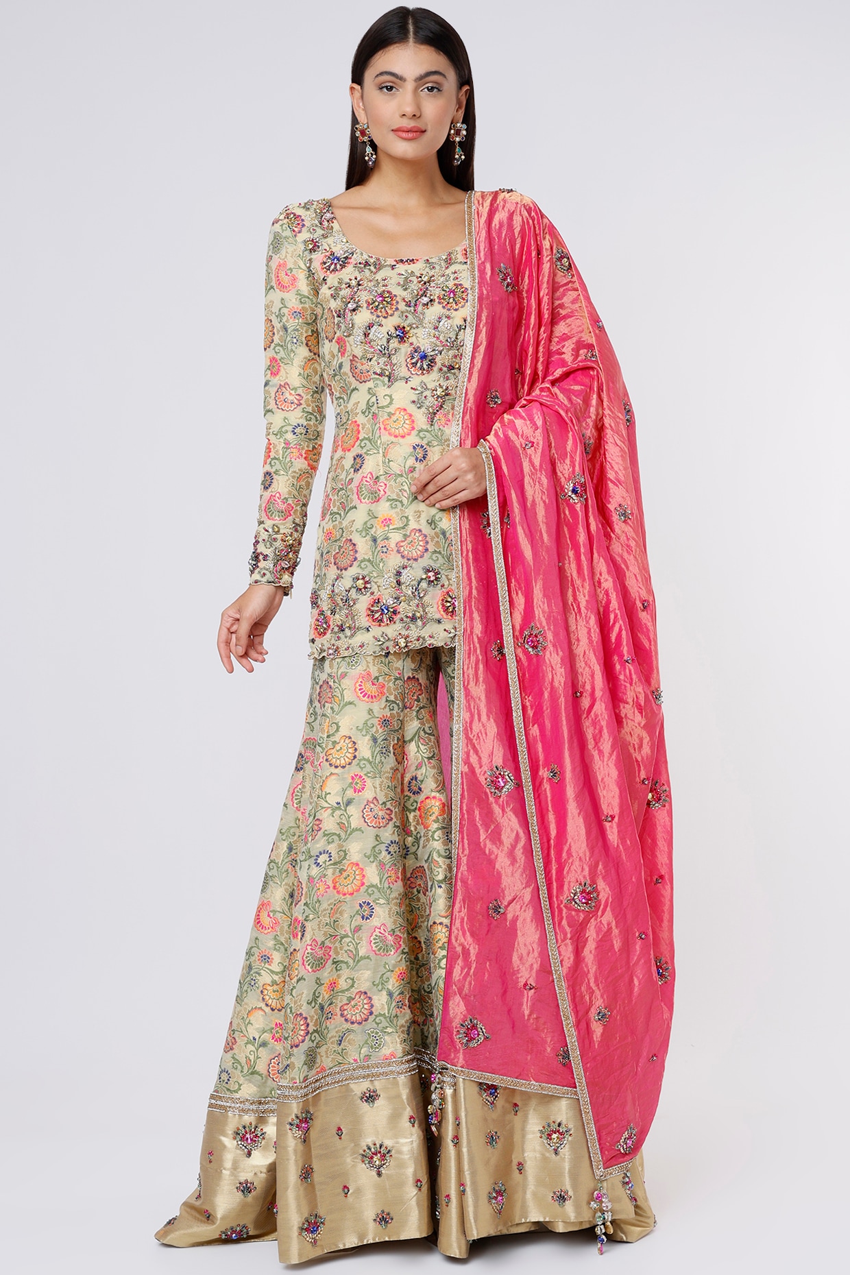 Pink Gota Patti Cotton Sharara Suit – Maharani