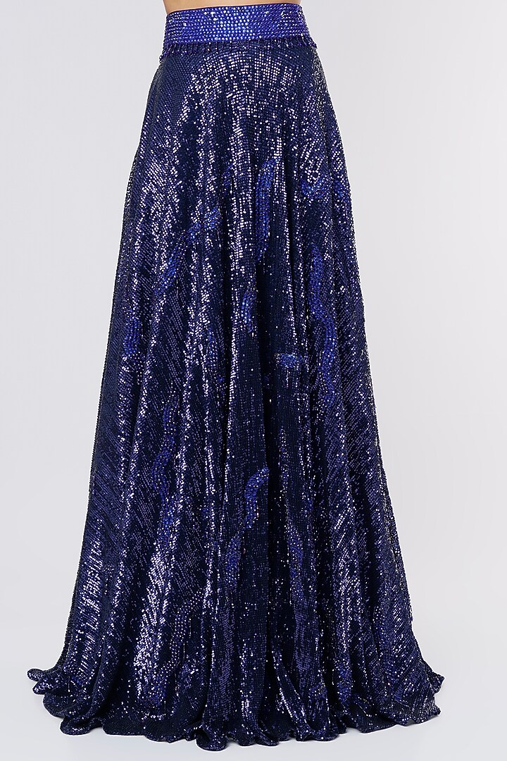 Blue Sequins Wedding Lehenga Set by Megha Kapoor Label at Pernia's Pop Up Shop