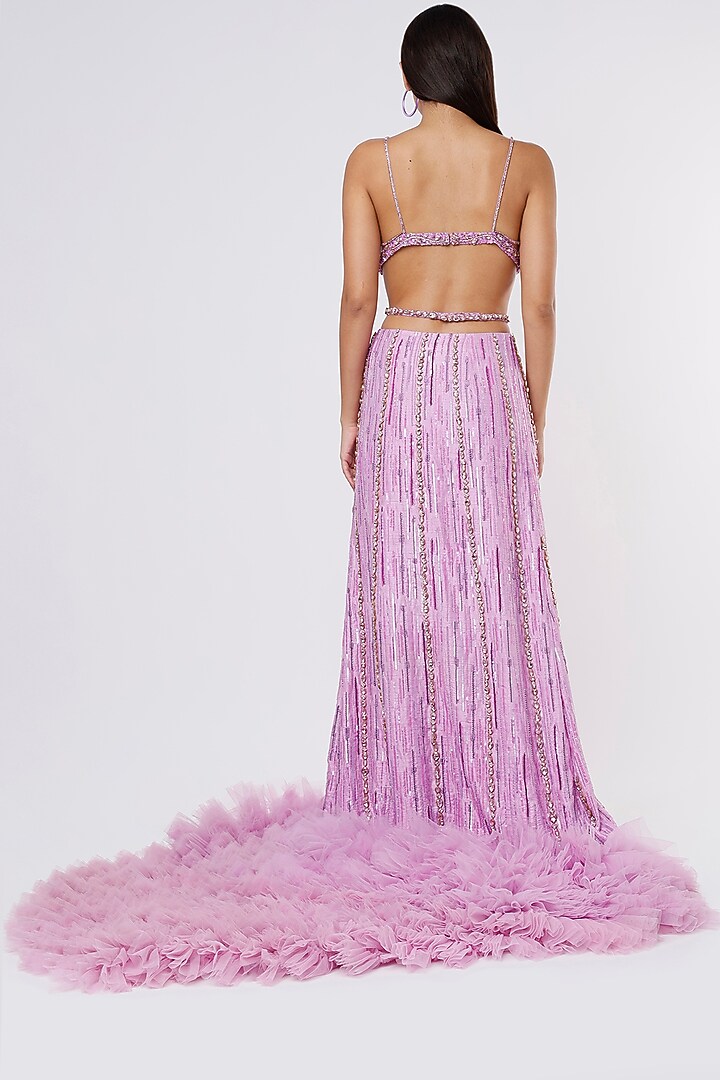 Lavender Raw Silk Skirt Set by Megha Kapoor Label at Pernia's Pop Up Shop