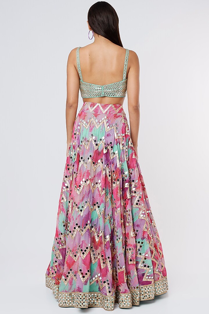 Multi-Coloured Printed Embroidered Wedding Lehenga Set by Megha Kapoor Label at Pernia's Pop Up Shop