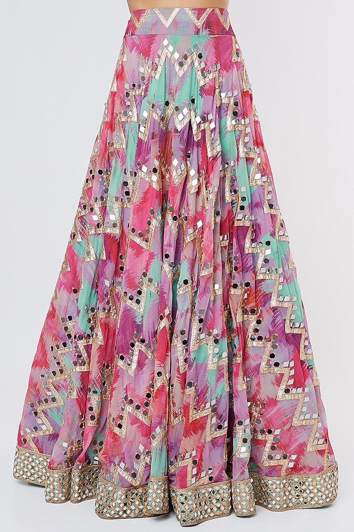 Multi-Coloured Printed Embroidered Wedding Lehenga Set by Megha Kapoor Label at Pernia's Pop Up Shop