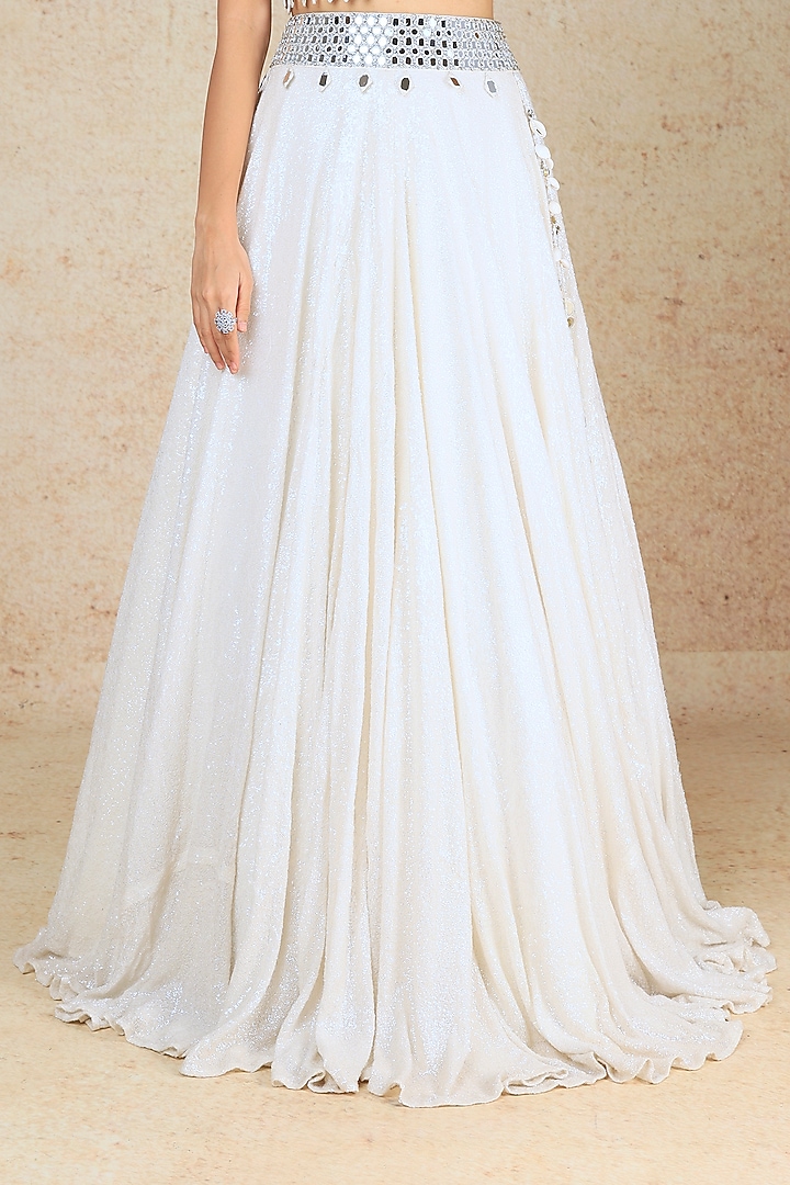 White Rayon Wedding Lehenga Set by Megha Kapoor Label at Pernia's Pop Up Shop