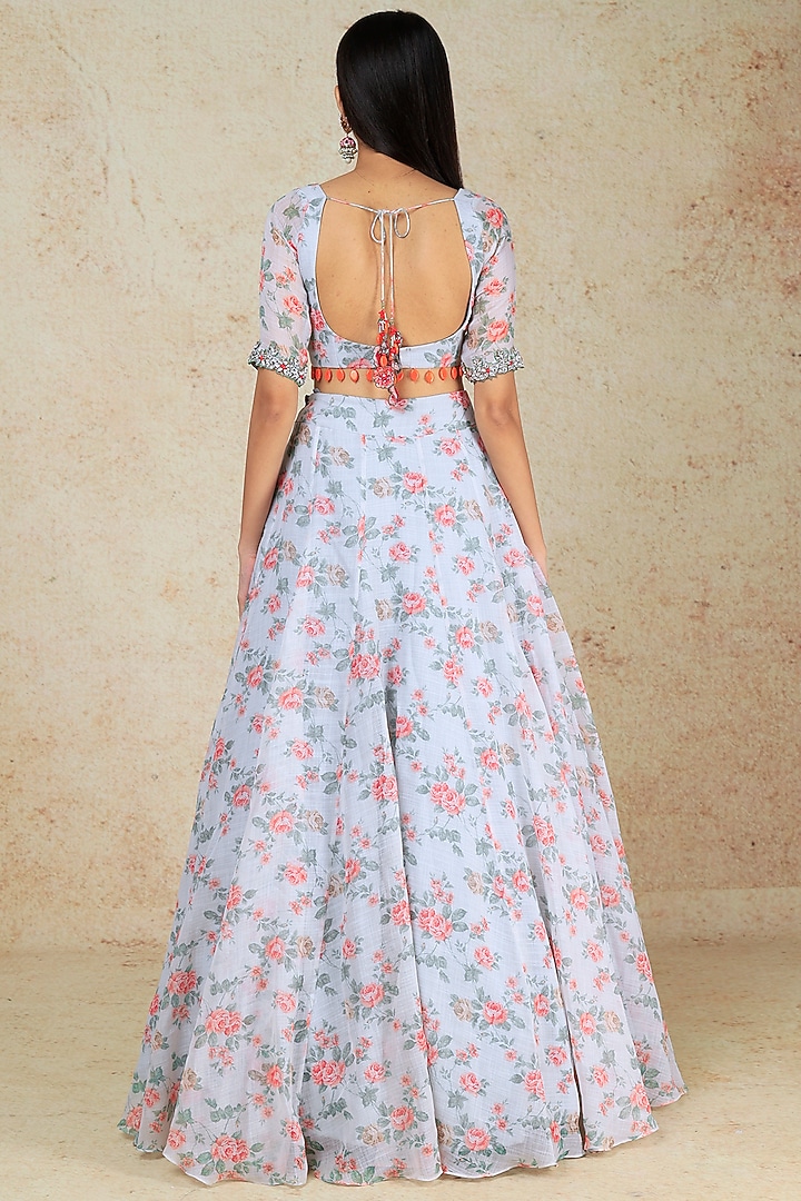 White Linen Printed Wedding Lehenga Set by Megha Kapoor Label at Pernia's Pop Up Shop