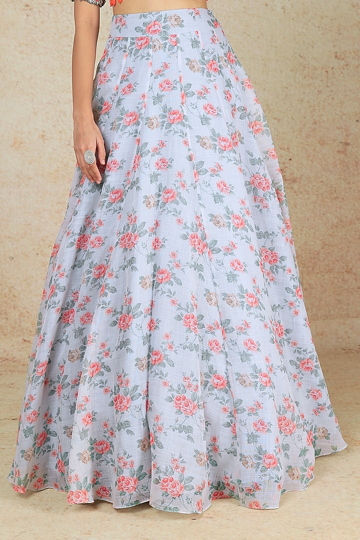 White Linen Printed Wedding Lehenga Set by Megha Kapoor Label at Pernia's Pop Up Shop