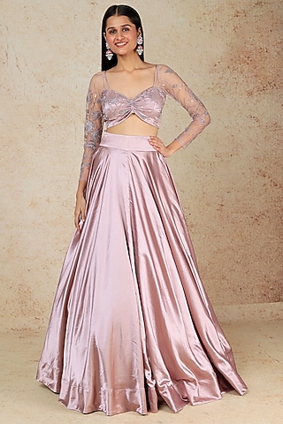 Mauve Polyester Lehenga Set by Megha Kapoor Label