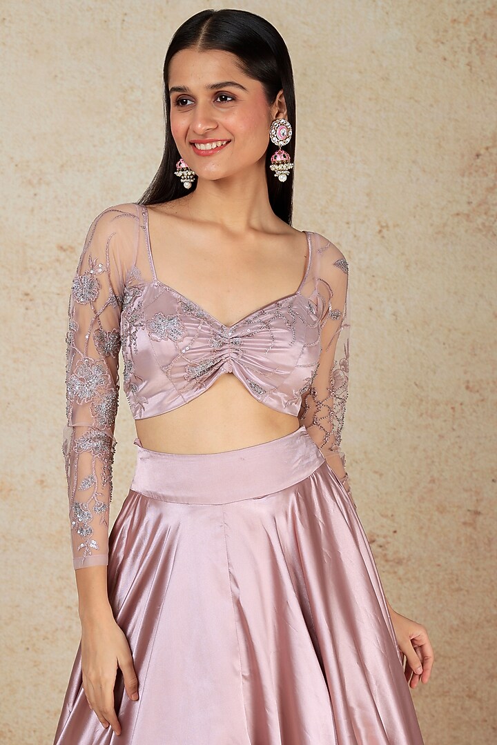 Mauve Polyester Wedding Lehenga Set by Megha Kapoor Label at Pernia's Pop Up Shop