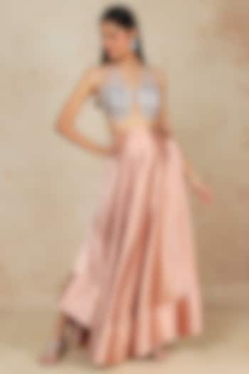 Blush Pink Polyester Wedding Lehenga Set by Megha Kapoor Label at Pernia's Pop Up Shop