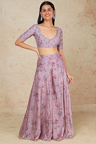 Lavender Printed Sharara Set by Megha Kapoor Label