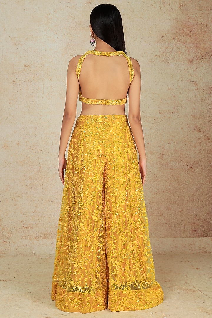 Yellow Embroidered Wedding Sharara Set by Megha Kapoor Label at Pernia's Pop Up Shop