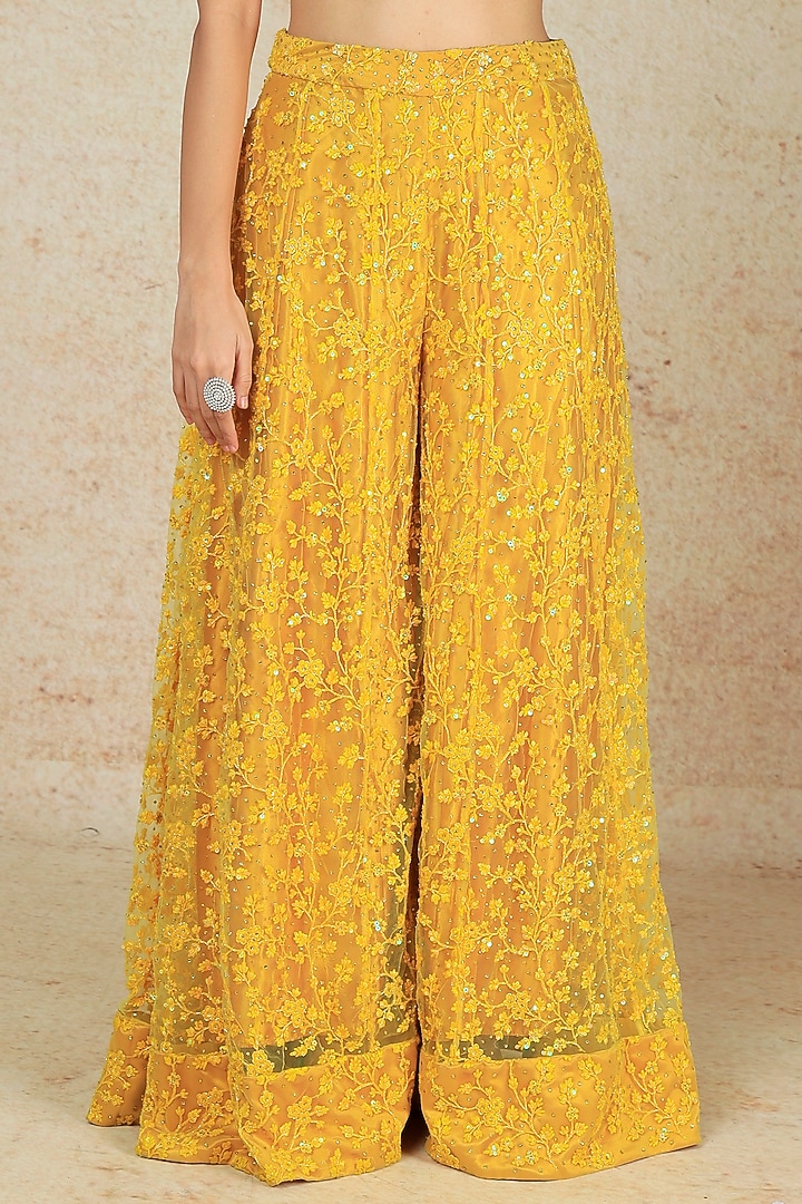 Yellow Embroidered Wedding Sharara Set by Megha Kapoor Label at Pernia's Pop Up Shop