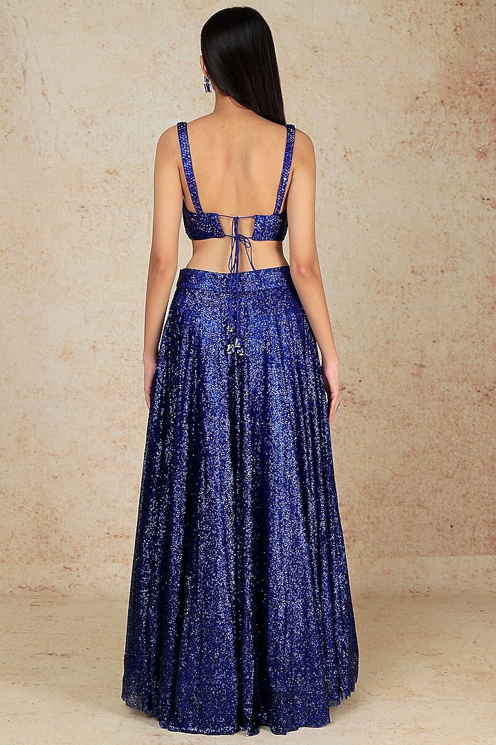 Cobalt Blue Sequins Wedding Lehenga Set by Megha Kapoor Label at Pernia's Pop Up Shop