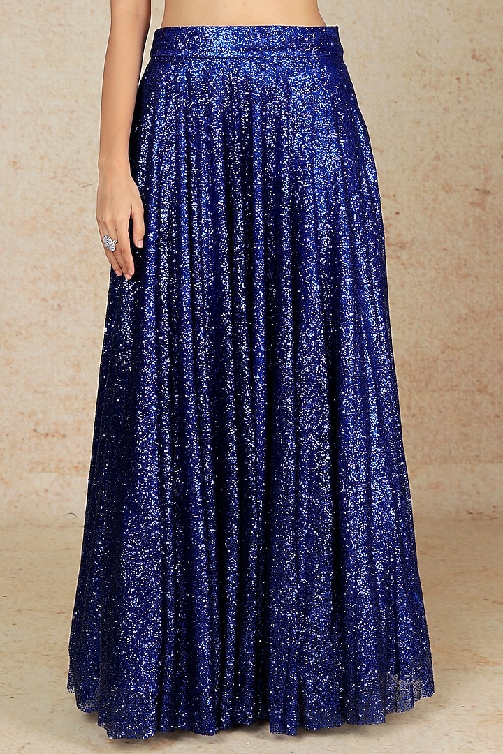 Cobalt Blue Sequins Wedding Lehenga Set by Megha Kapoor Label at Pernia's Pop Up Shop