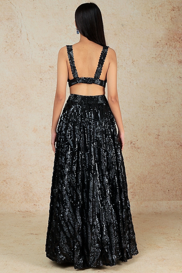 Black Embroidered Wedding Lehenga Set by Megha Kapoor Label at Pernia's Pop Up Shop