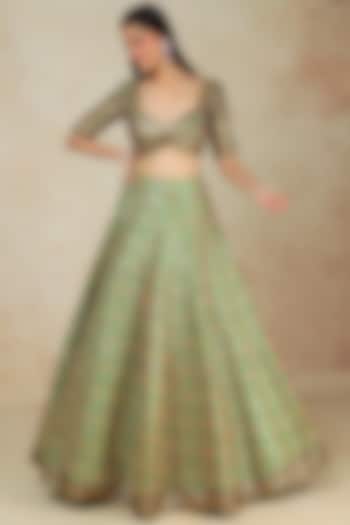 Forest Green Embroidered Lehenga Set by Megha Kapoor Label