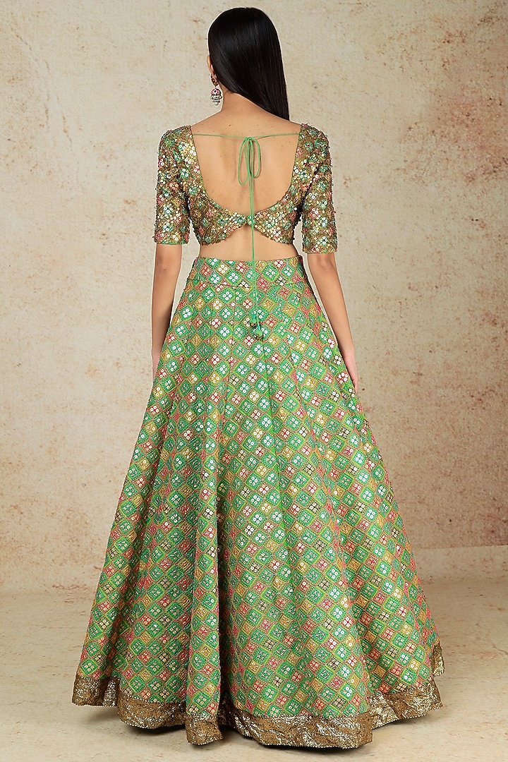 Forest Green Embroidered Wedding Lehenga Set by Megha Kapoor Label at Pernia's Pop Up Shop