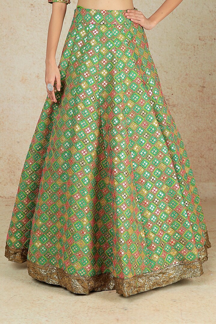 Forest Green Embroidered Wedding Lehenga Set by Megha Kapoor Label at Pernia's Pop Up Shop