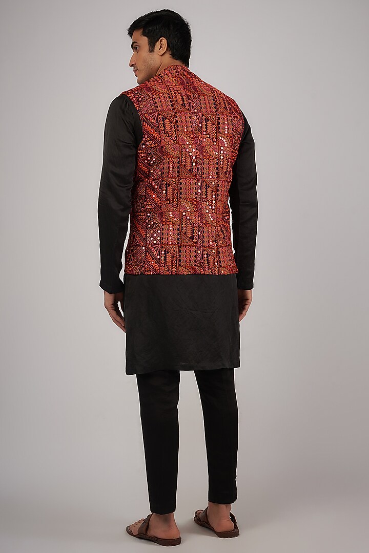 Multi-Colored Banarasi Thread Work Bundi Jacket by Megha Kapoor Label Men at Pernia's Pop Up Shop