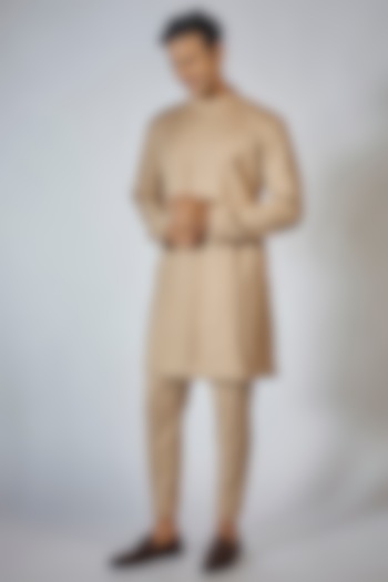 Beige Suit Kurta Set by Megha Kapoor Label Men