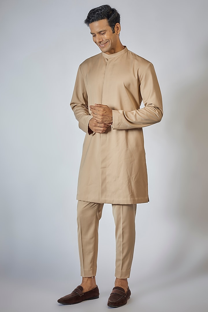 Beige Suit Kurta Set by Megha Kapoor Label Men