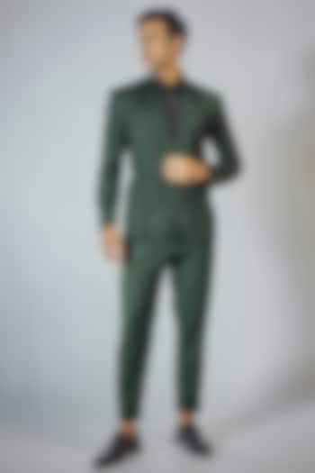 Dark Green Suit Blazer Set by Megha Kapoor Label Men