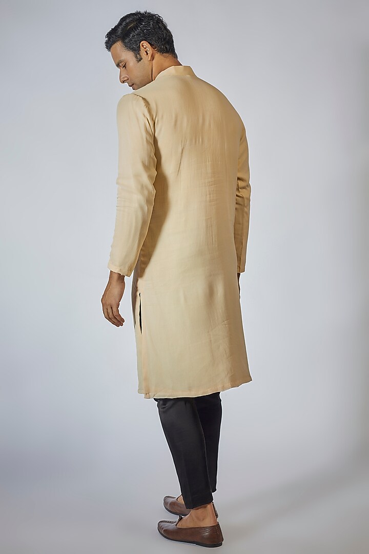 Cream Georgette Kurta Set by Megha Kapoor Label Men at Pernia's Pop Up Shop