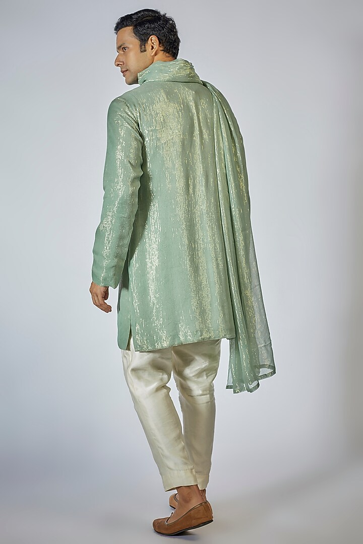 Teal Georgette Kurta Set by Megha Kapoor Label Men at Pernia's Pop Up Shop