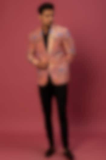 Pink Banarasi Blazer by Megha Kapoor Label Men at Pernia's Pop Up Shop