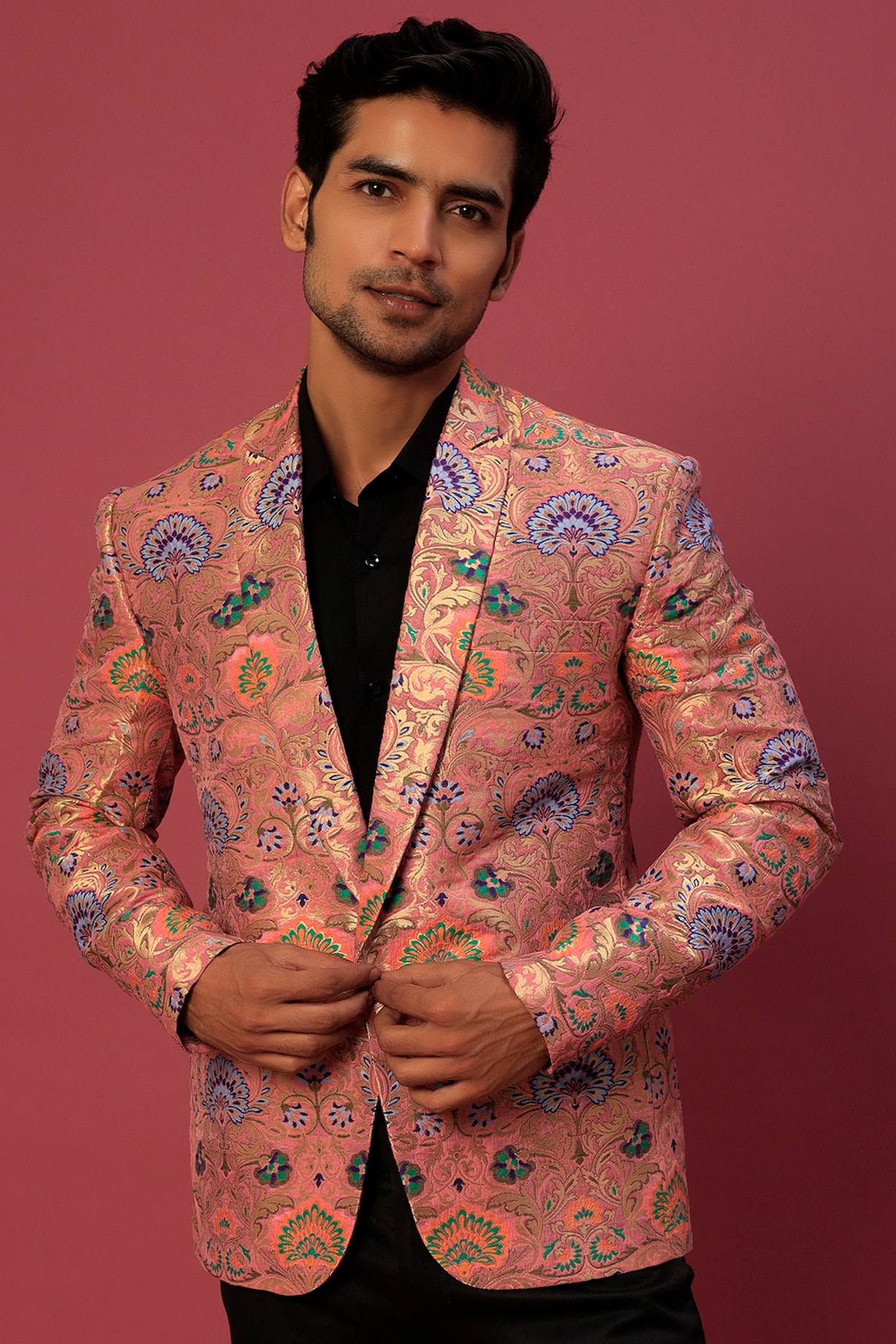 Baby Pink Cotton Blazer Set Design by Megha Kapoor Label Men at Pernia's  Pop Up Shop 2024