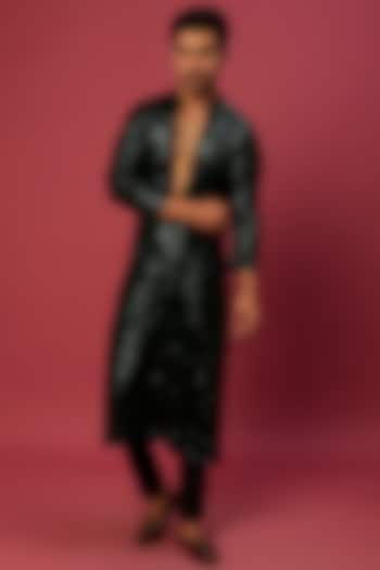 Green Sequinned Kurta by Megha Kapoor Label Men at Pernia's Pop Up Shop