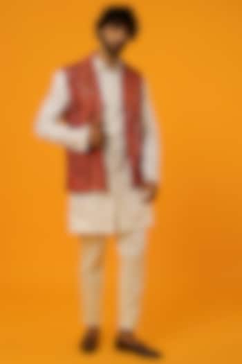 Multi-Coloured Georgette Indowestern Jacket by Megha Kapoor Label Men