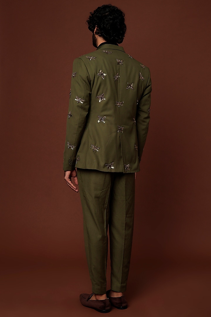 Black Blazer Set In Suit Fabric Design by Megha Kapoor Label Men