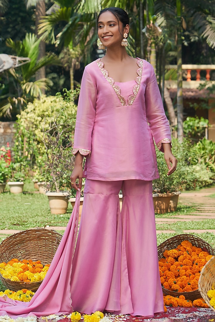 Pink Tissue Sharara Set by Megha Pitti at Pernia's Pop Up Shop