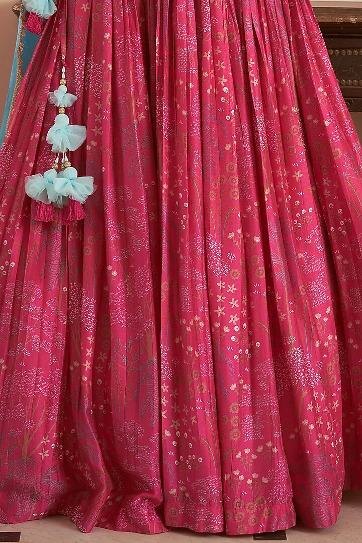 Pink Bemberg Silk Printed Wedding Lehenga Set by Megha Pitti at Pernia's Pop Up Shop