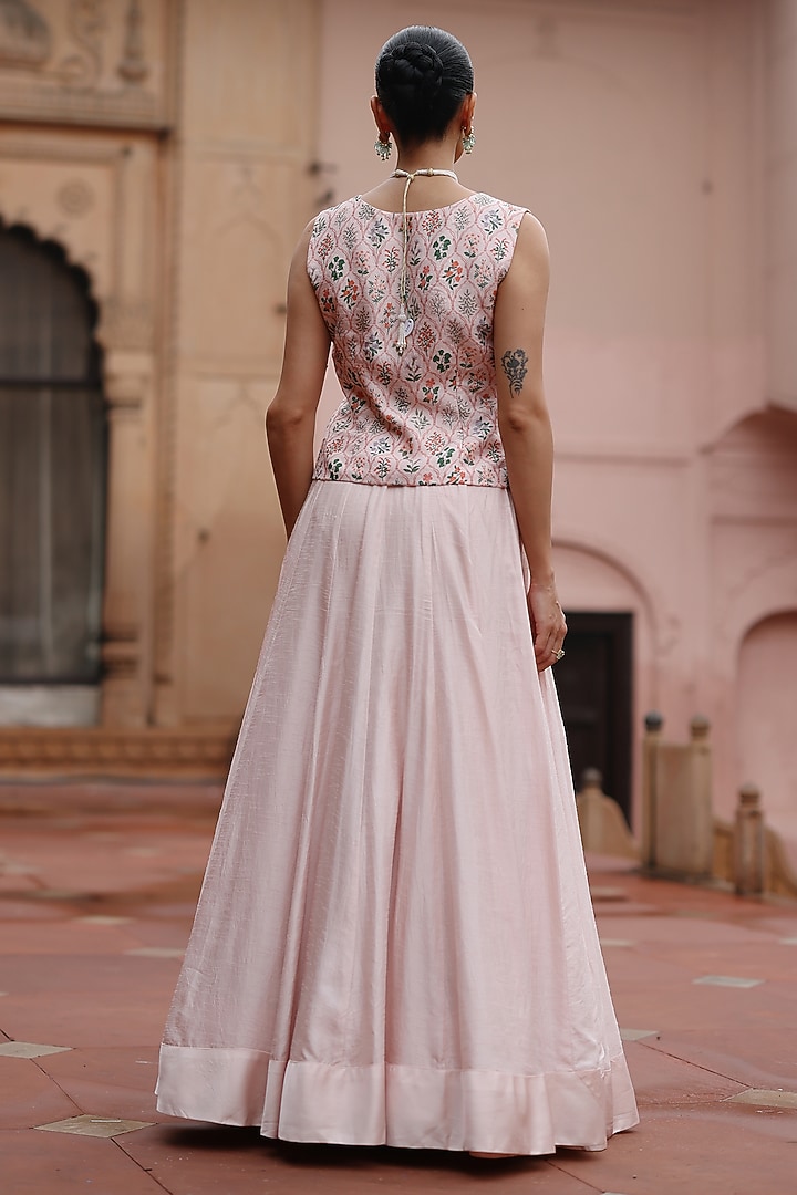 Pastel Pink Silk Skirt Set by Megha Pitti at Pernia's Pop Up Shop