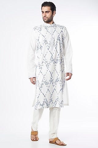 Ivory Bundi Jacket With Kurta Set by Mehraab Men
