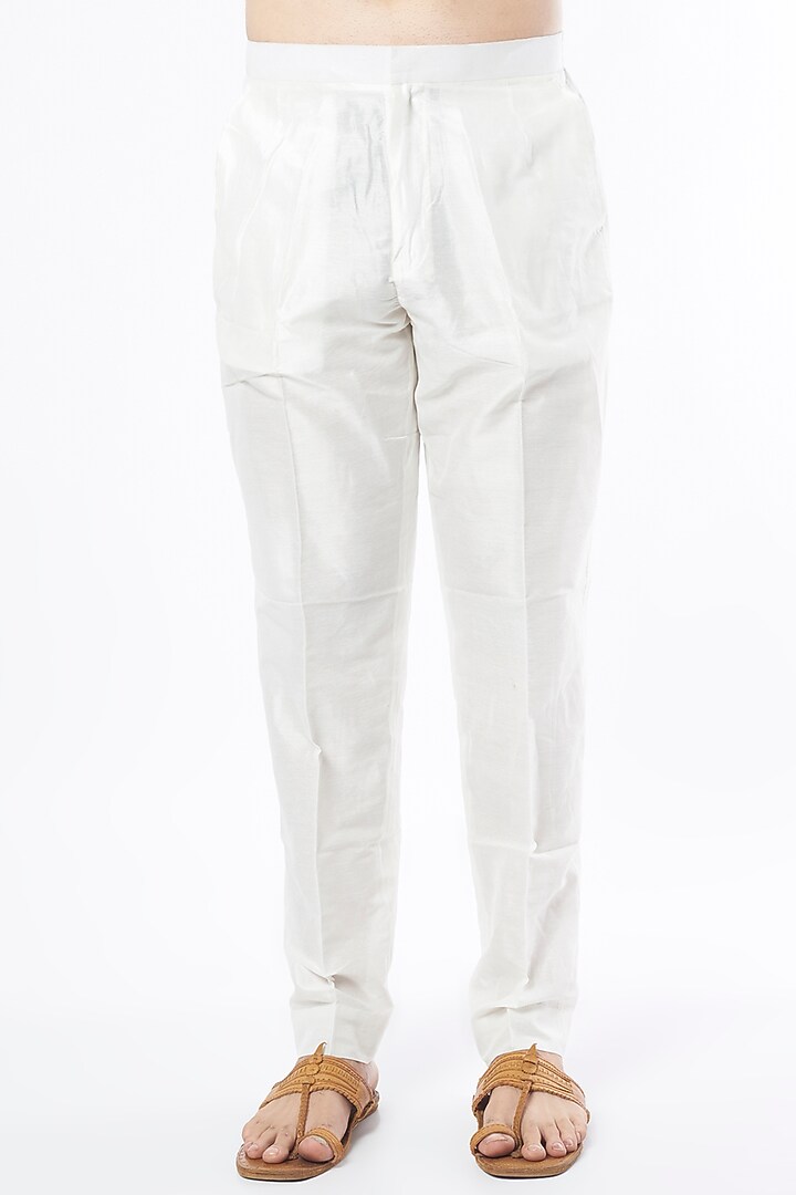 Dull Ivory Cotton Silk Kurta Set by Mehraab Men at Pernia's Pop Up Shop