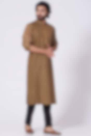 Copper & Black Laser Cut Kurta Set by Mehraab Men at Pernia's Pop Up Shop