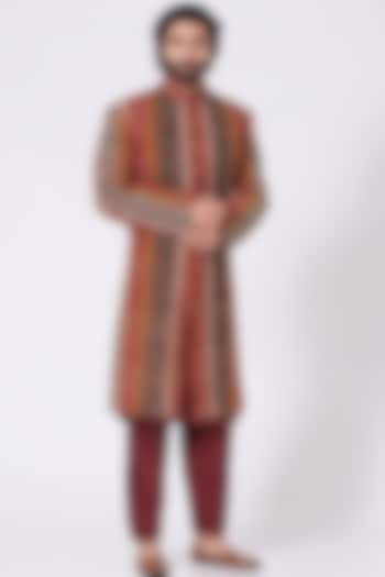 Multi-Colored Suiting Blend Groom Sherwani by Mehraab Men at Pernia's Pop Up Shop
