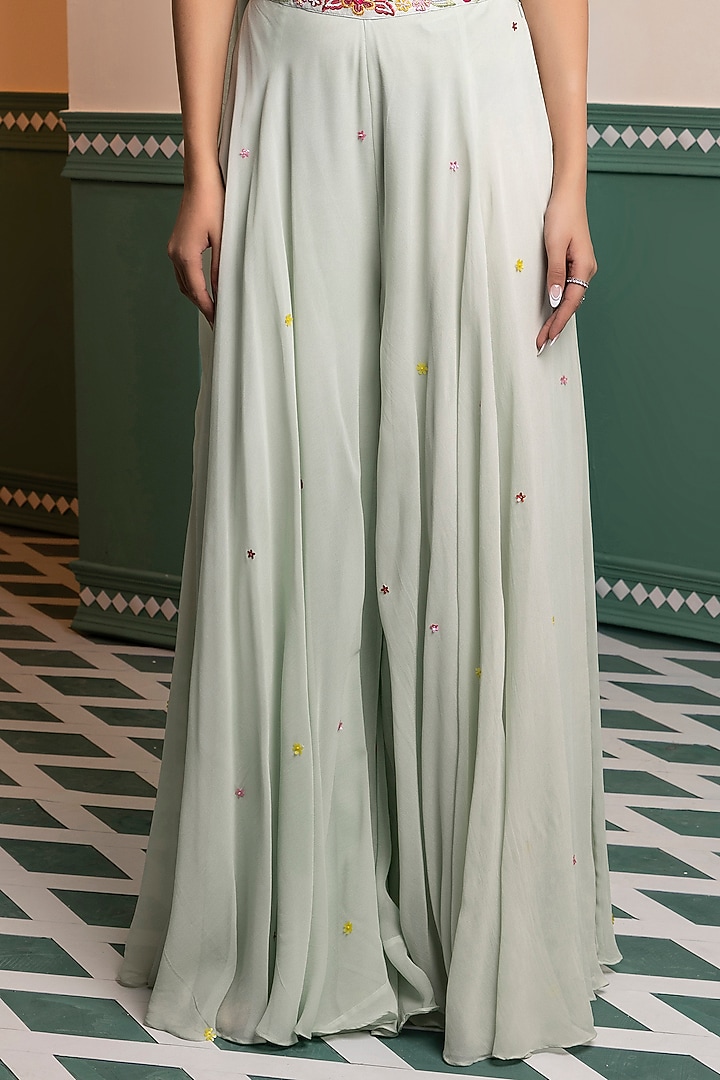 Aqua Blue Georgette Wedding Sharara Set by MEHRAB at Pernia's Pop Up Shop