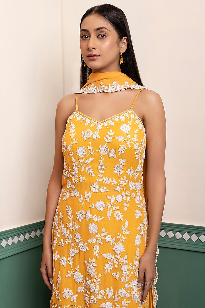 Orange Georgette Wedding Sharara Set by MEHRAB at Pernia's Pop Up Shop
