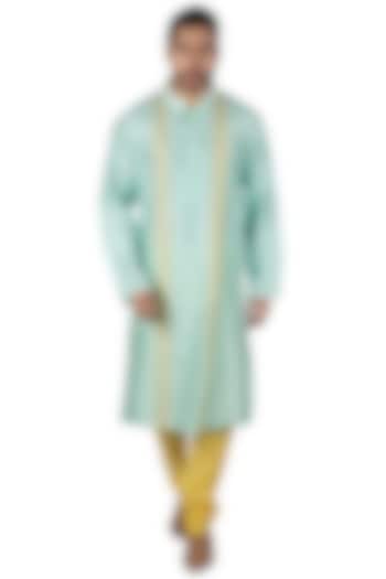 Mint Katan Silk Kurta Set by Medhavini Khaitan at Pernia's Pop Up Shop