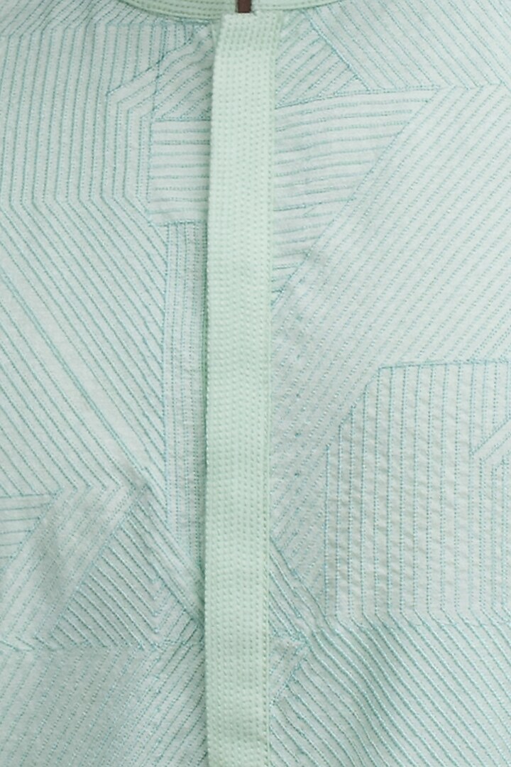 Mint Katan Silk Embroidered Kurta Set by Medhavini Khaitan at Pernia's Pop Up Shop