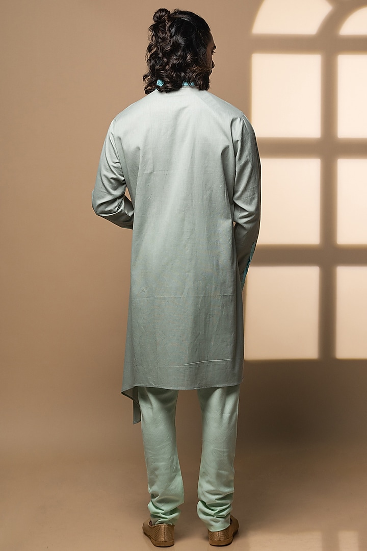 Grey Khadi Asymmetrical Kurta Set by Medhavini Khaitan at Pernia's Pop Up Shop