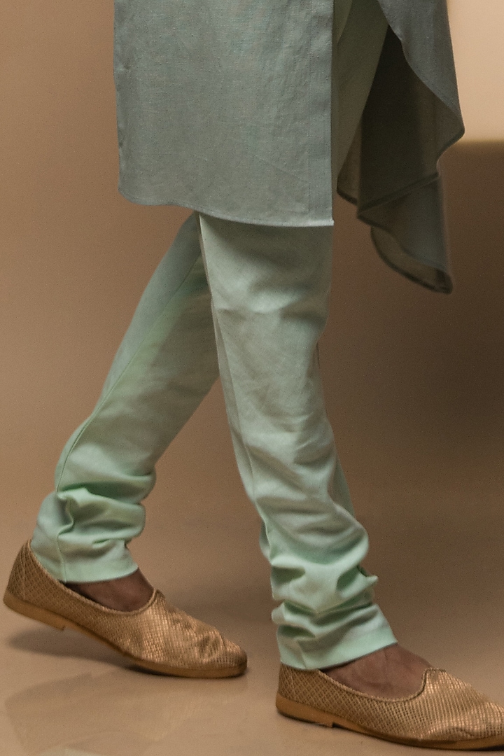 Grey Khadi Asymmetrical Kurta Set by Medhavini Khaitan at Pernia's Pop Up Shop