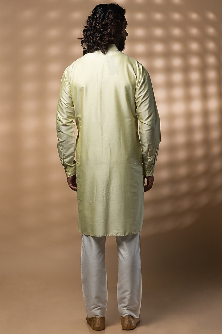 Mint Katan Silk Kurta Set by Medhavini Khaitan at Pernia's Pop Up Shop