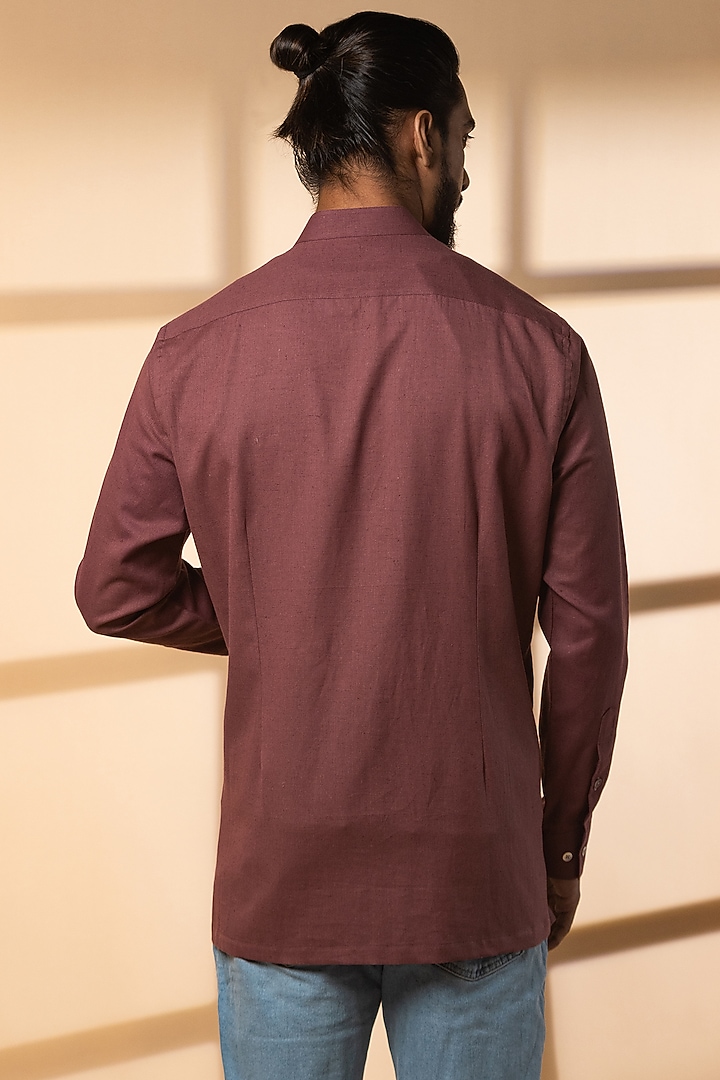Wine Khadi Party Wear Shirt by Medhavini Khaitan at Pernia's Pop Up Shop