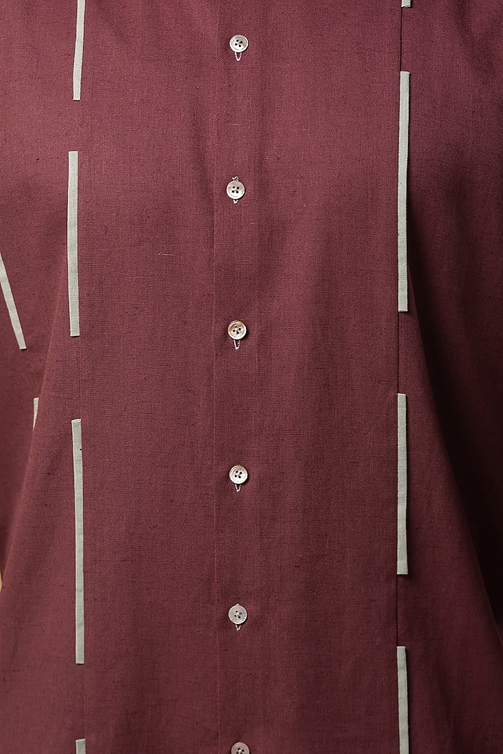 Wine Khadi Party Wear Shirt by Medhavini Khaitan at Pernia's Pop Up Shop