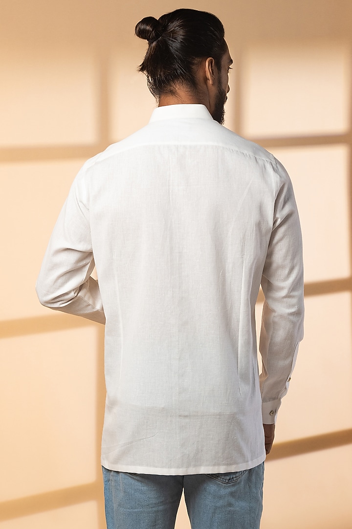 White Khadi Party Wear Shirt by Medhavini Khaitan at Pernia's Pop Up Shop